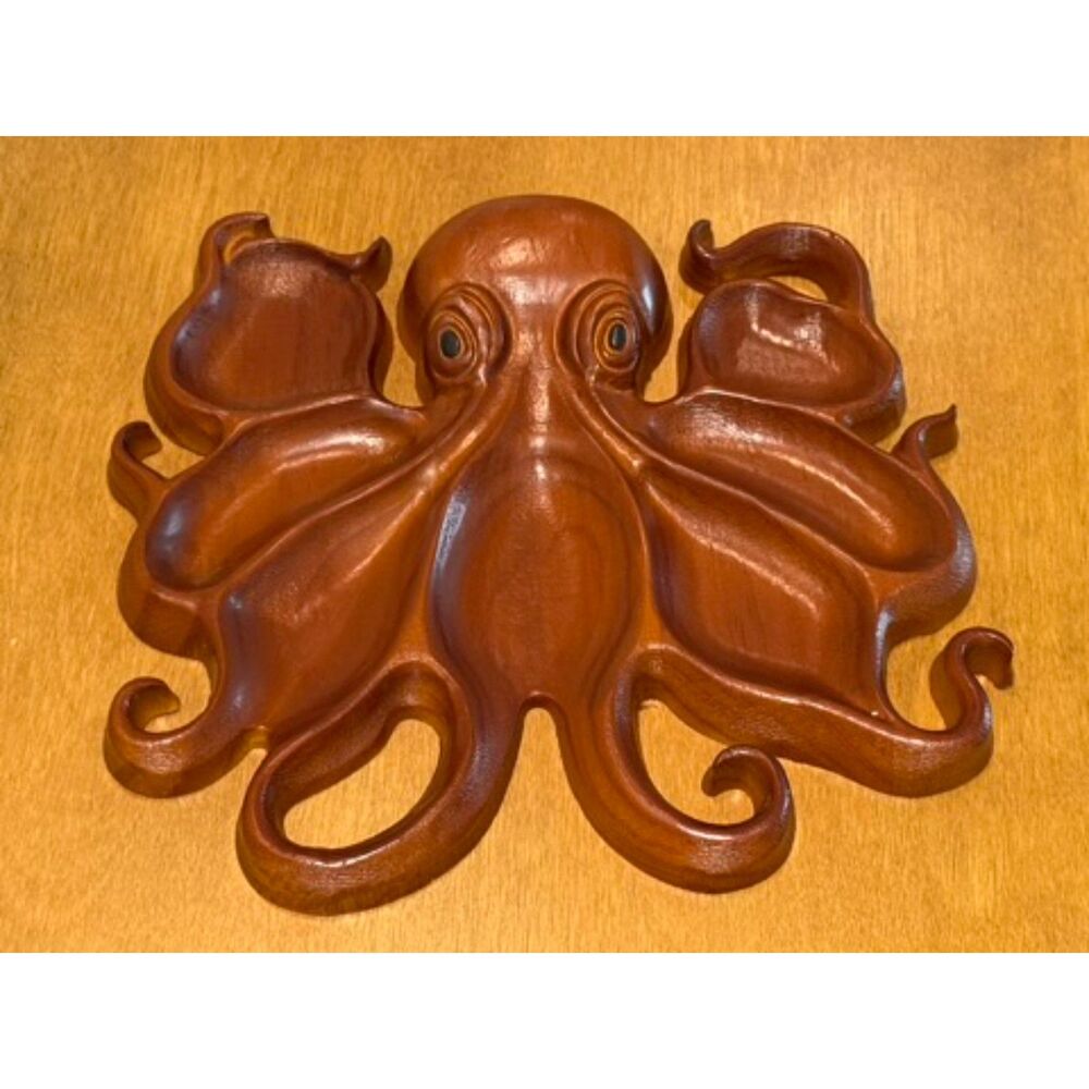 Wood Octopus Catchall / Trinket Tray — 10" x 10"
